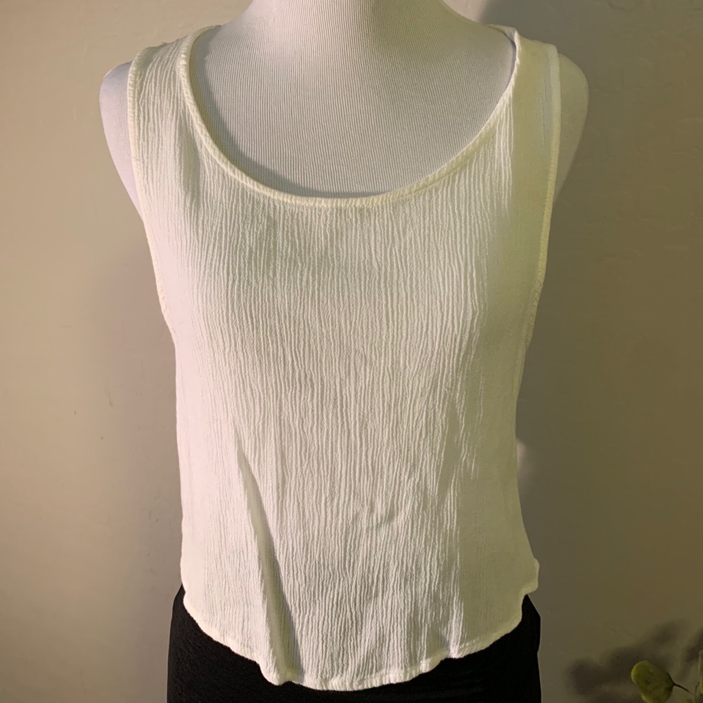 H&M Sleeveless white top,  crocheted back size 10